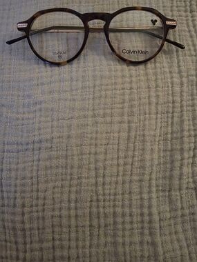 Calvin Klein CK23532T titanium tortoise round glasses brown plastic